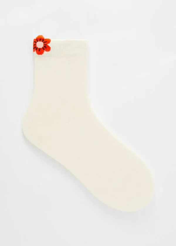 Women Socks and Tights and Other Stories Appliqu Ankle Socks White