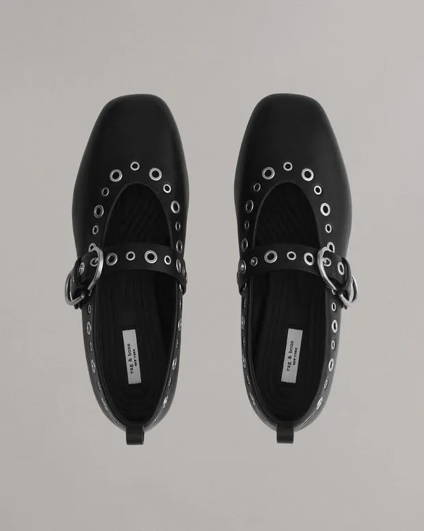Women Spire Mary Jane Shoes Black Flats rag and bone