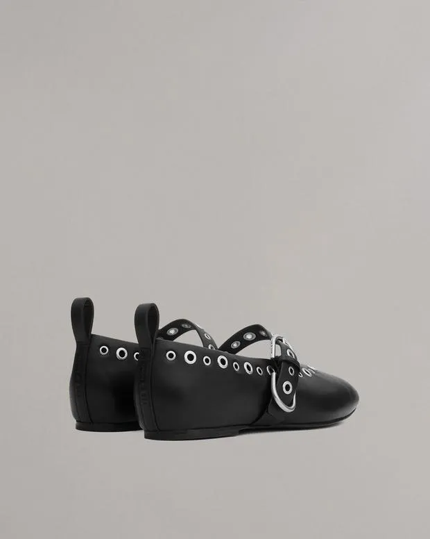 Women Spire Mary Jane Shoes Black Flats rag and bone
