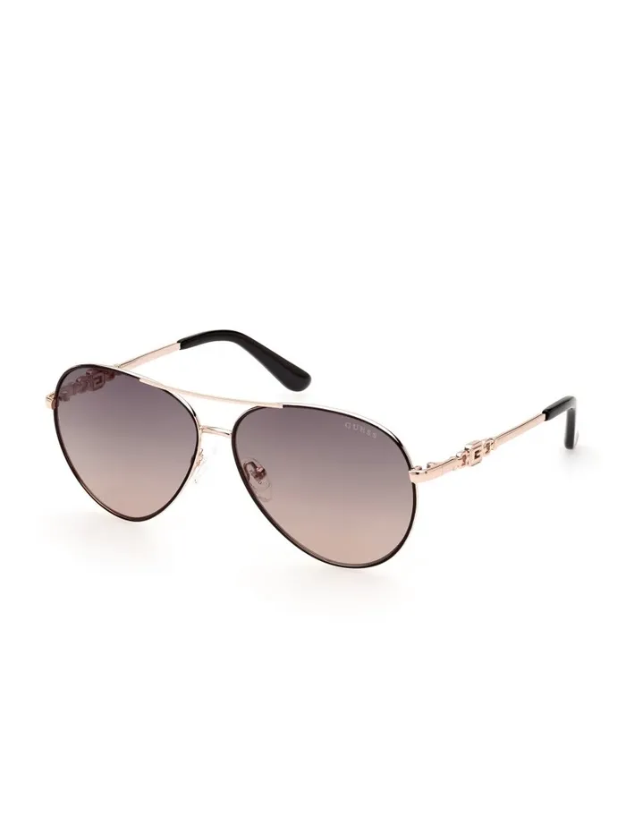 Women Square G Link Metal Aviator Sunglasses 05b Black Sunglasses GUESS