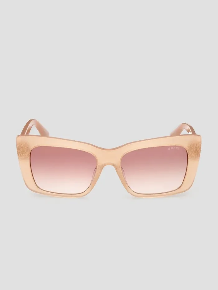 Women Square Logo Print Plastic Sunglasses Blush Sunglasses GUESS
