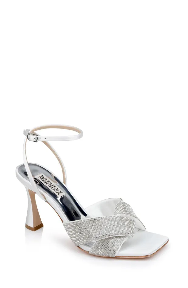 Women Stiletto Badgley Mischka Brinlee Studded Satin Sandal Black