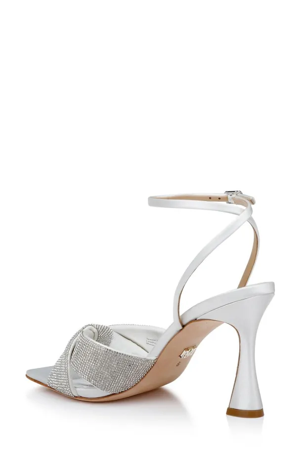 Women Stiletto Badgley Mischka Brinlee Studded Satin Sandal Black