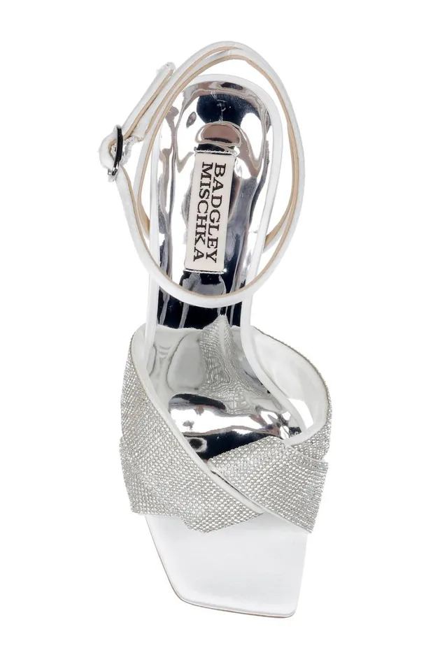 Women Stiletto Badgley Mischka Brinlee Studded Satin Sandal Black