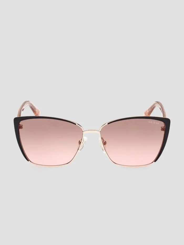 Women Sunglasses GUESS Cathy Glitter CatEye Sunglasses Rosegold