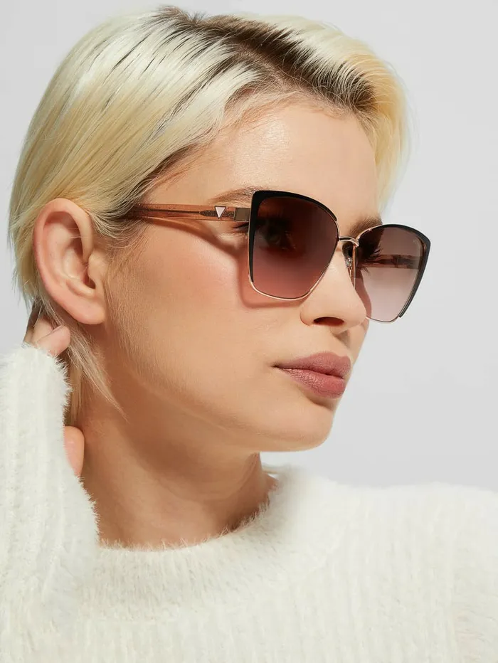 Women Sunglasses GUESS Cathy Glitter CatEye Sunglasses Rosegold Women Sunglasses GUESS Cathy Glitter CatEye Sunglasses Rosegold