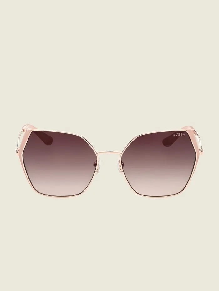 Women Sunglasses GUESS Oversized Metal Geometric Sunglasses Rosegold