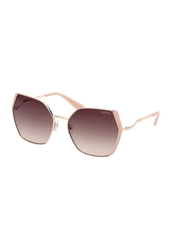 Women Sunglasses GUESS Oversized Metal Geometric Sunglasses Rosegold