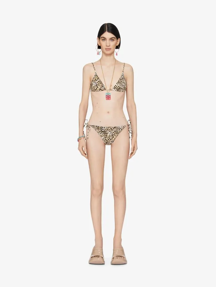 Women Swimwear Givenchy Bikini Top With Leopard Print And 4G Detail Beigeblack Women Swimwear Givenchy Bikini Top With Leopard Print And 4G Detail Beigeblack