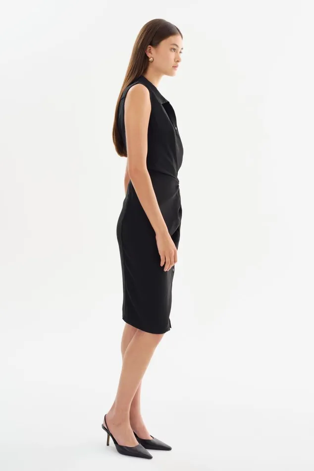 Women THEODORA Knotted Shirt Dress Black LAMARQUE Dresses