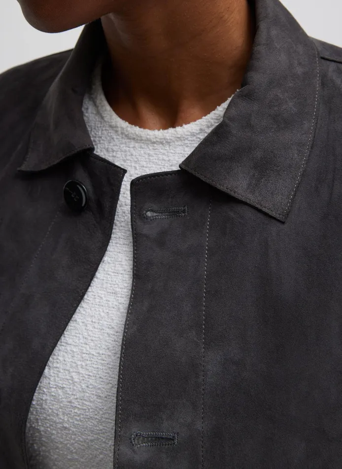 Women Tibi Jackets and Outerwear Cassiterite Suede Carcoat