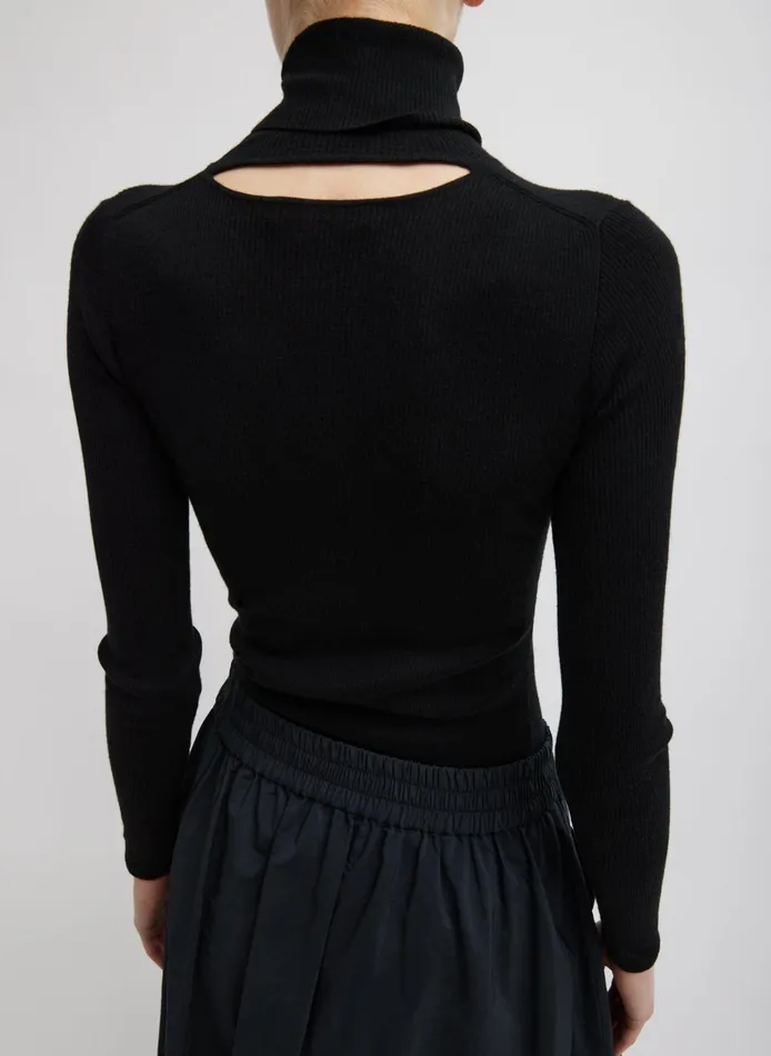 Women Tibi Knitwear and Sweatshirts Feather Weight Ribbed Sweater Turtle Neck Pullover