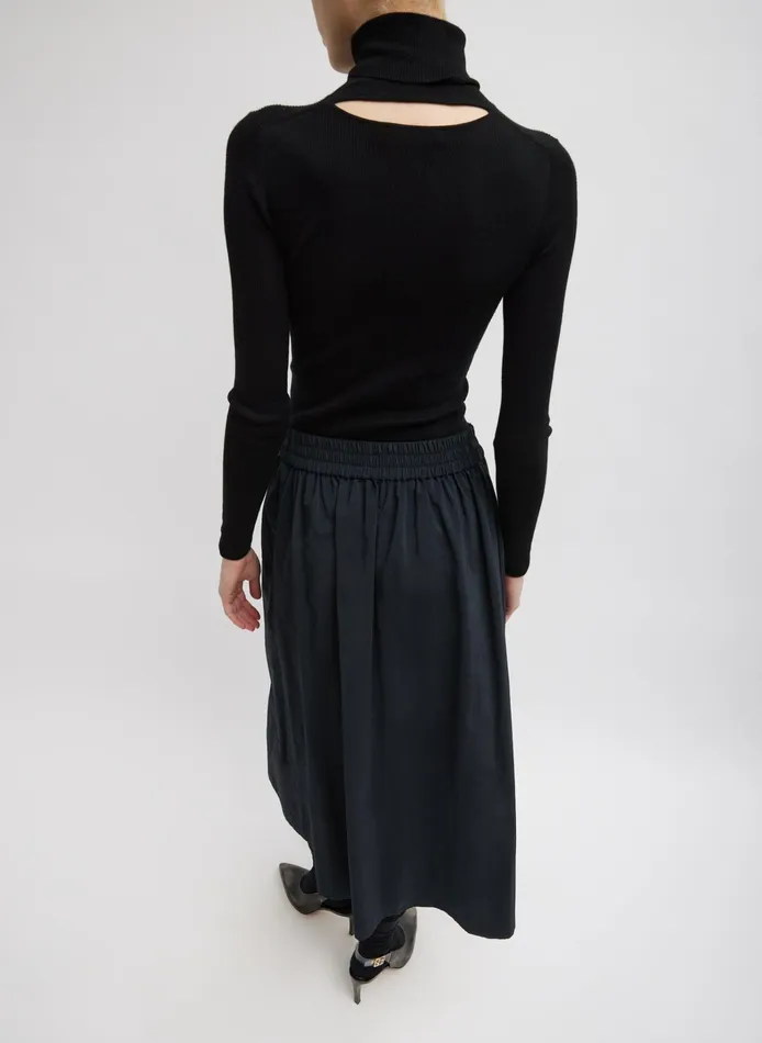 Women Tibi Knitwear and Sweatshirts Feather Weight Ribbed Sweater Turtle Neck Pullover