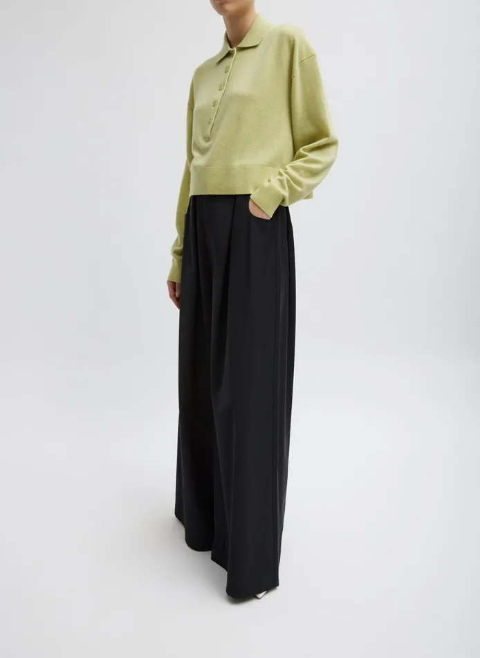 Women Tibi Knitwear and Sweatshirts Washable Cashmere Easy Polo Cropped Sweater