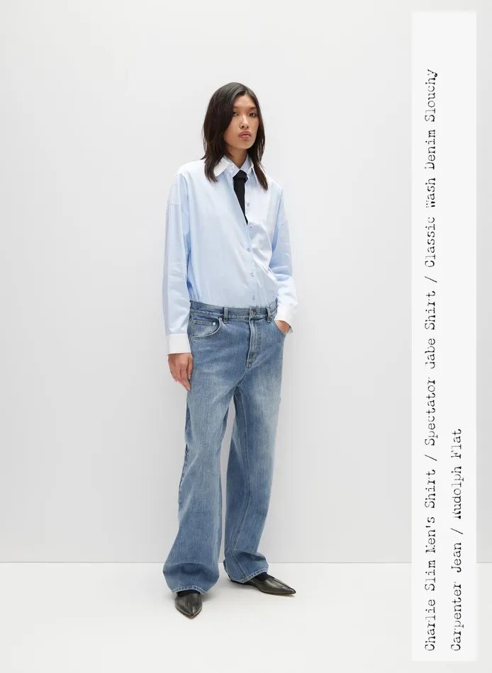 Women Tibi Pants and Shorts Classic Denim Slouchy Carpenter Jean