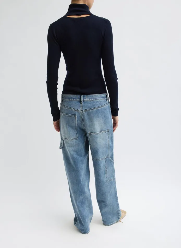 Women Tibi Pants and Shorts Classic Denim Slouchy Carpenter Jean