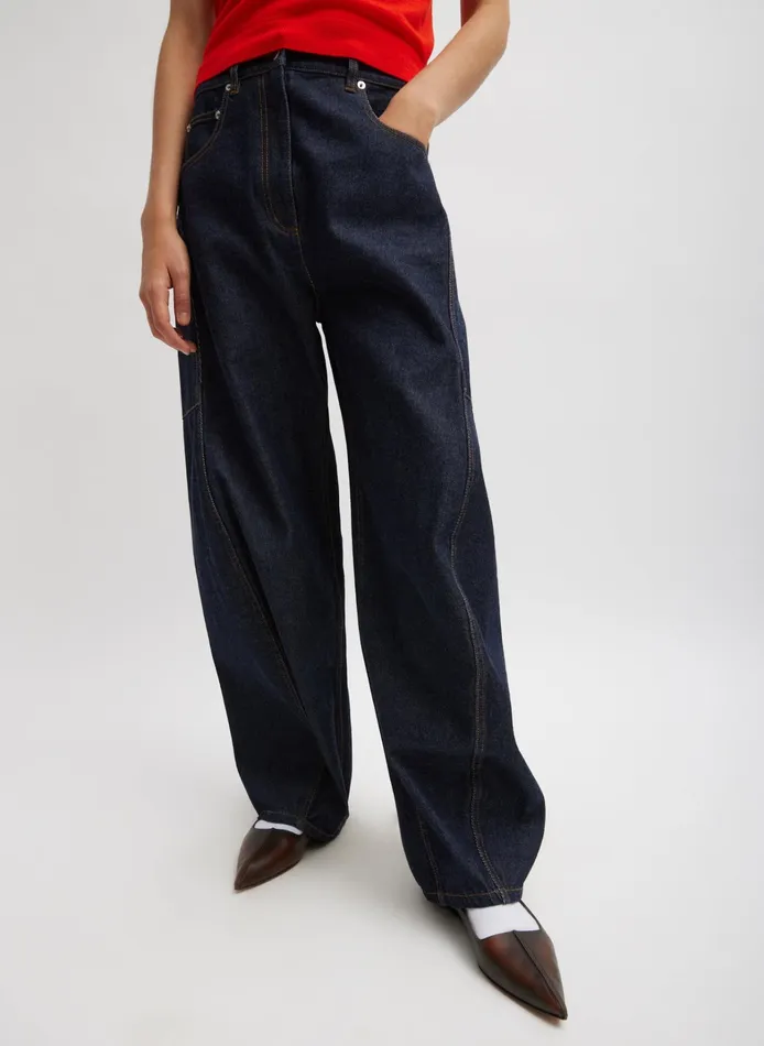 Women Tibi Pants and Shorts Indigo Denim Sid Jean