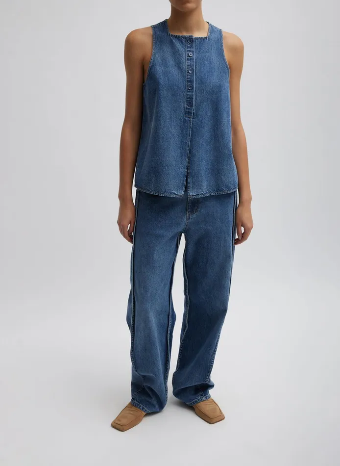 Women Tibi Pants and Shorts Spring Denim Tuck Jean