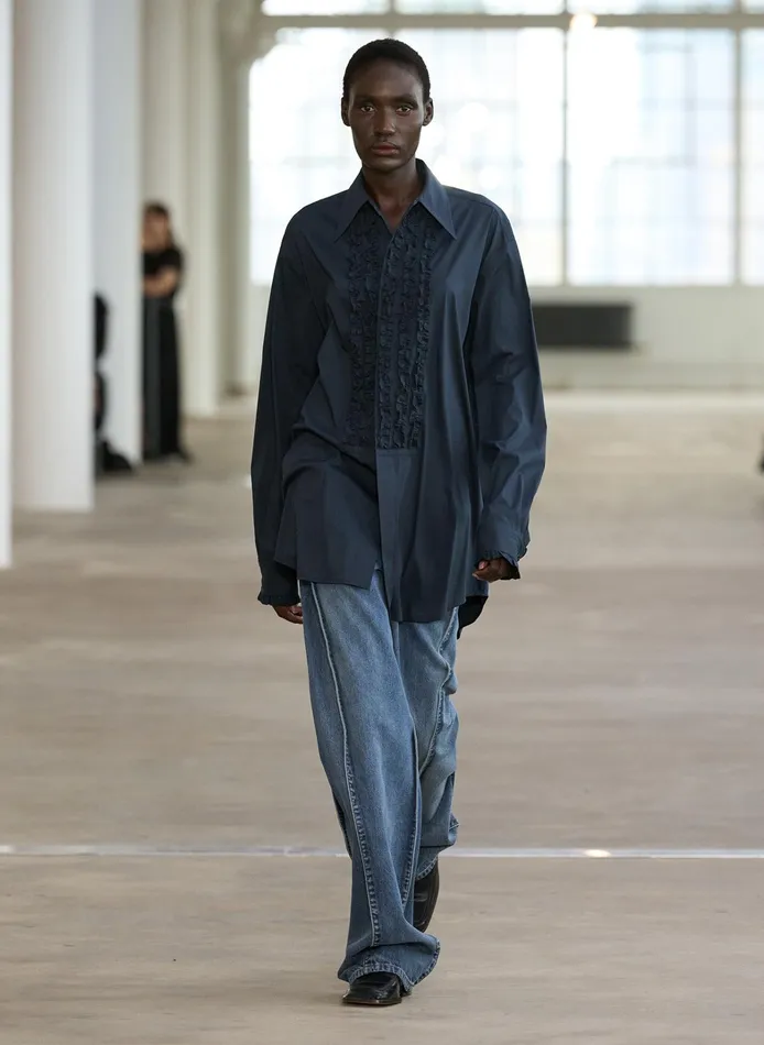 Women Tibi Pants and Shorts Spring Denim Tuck Jean