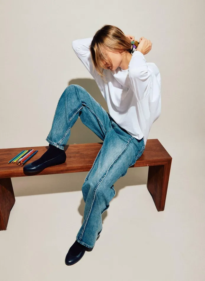 Women Tibi Pants and Shorts Spring Denim Tuck Jean