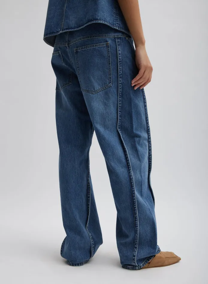Women Tibi Pants and Shorts Spring Denim Tuck Jean