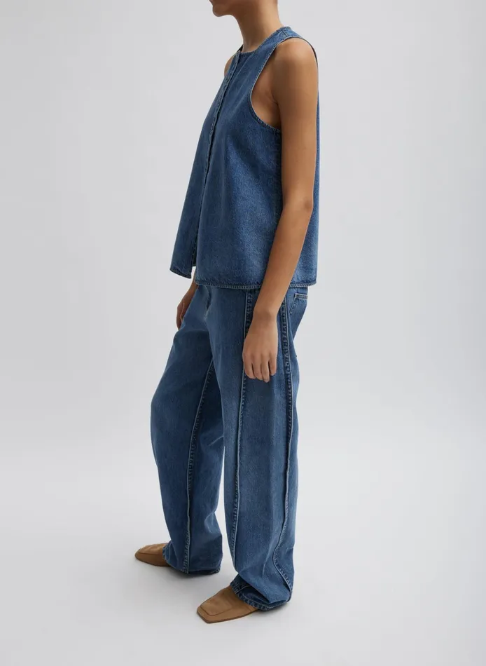 Women Tibi Pants and Shorts Spring Denim Tuck Jean