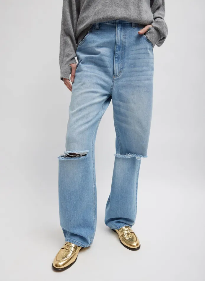Women Tibi Pants and Shorts Vintage Wash Denim Ryder Jean