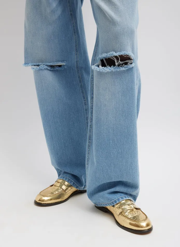 Women Tibi Pants and Shorts Vintage Wash Denim Ryder Jean