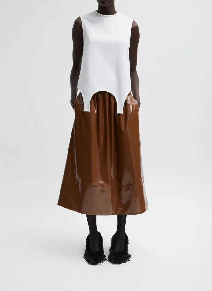 Women Tibi Skirts Light Weight Patent Smocking Waistband Full Skirt