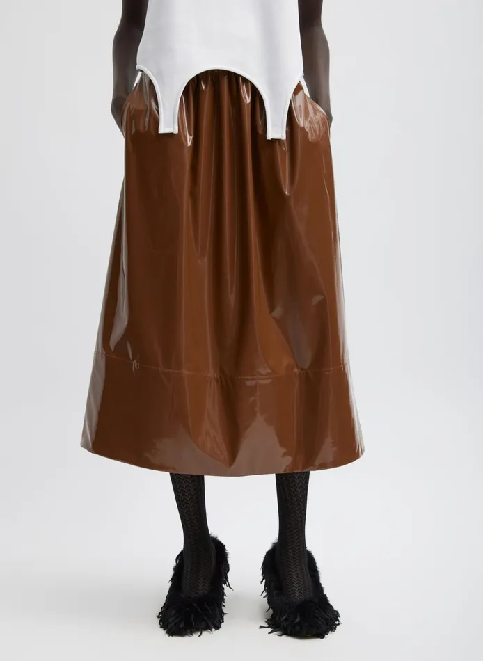 Women Tibi Skirts Light Weight Patent Smocking Waistband Full Skirt