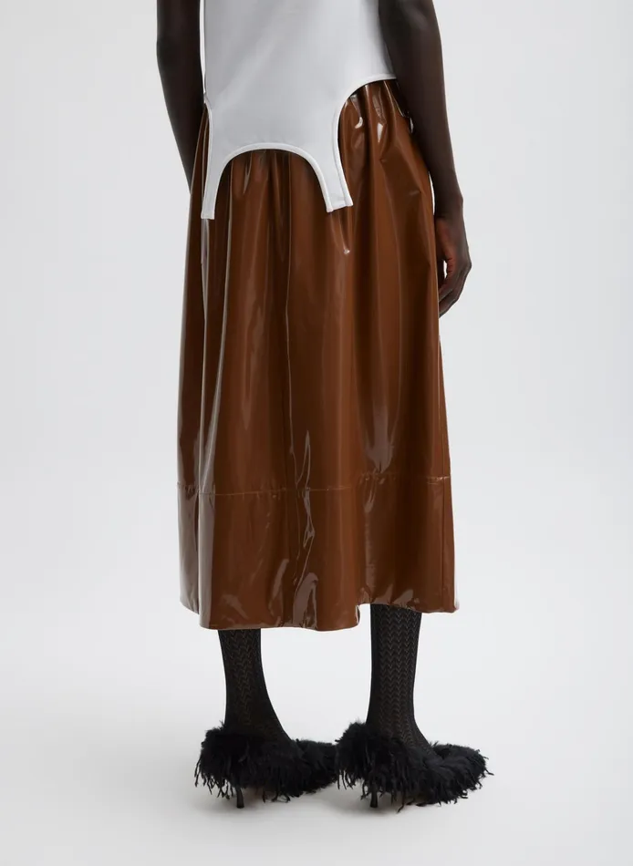 Women Tibi Skirts Light Weight Patent Smocking Waistband Full Skirt