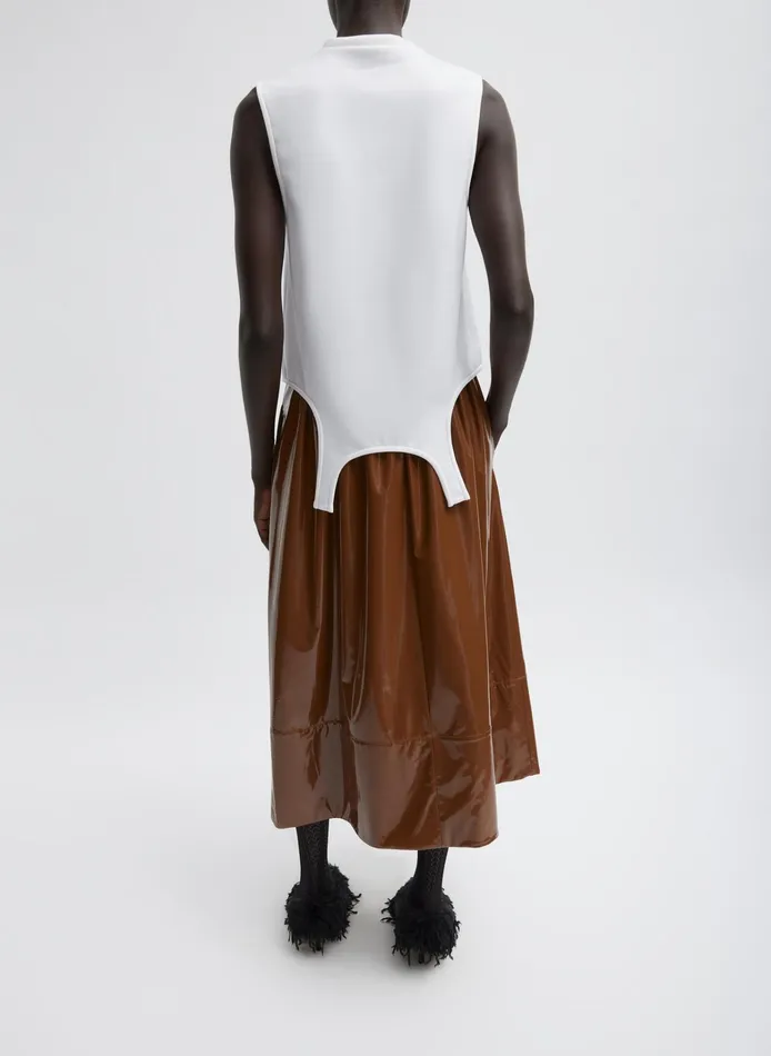 Women Tibi Skirts Light Weight Patent Smocking Waistband Full Skirt