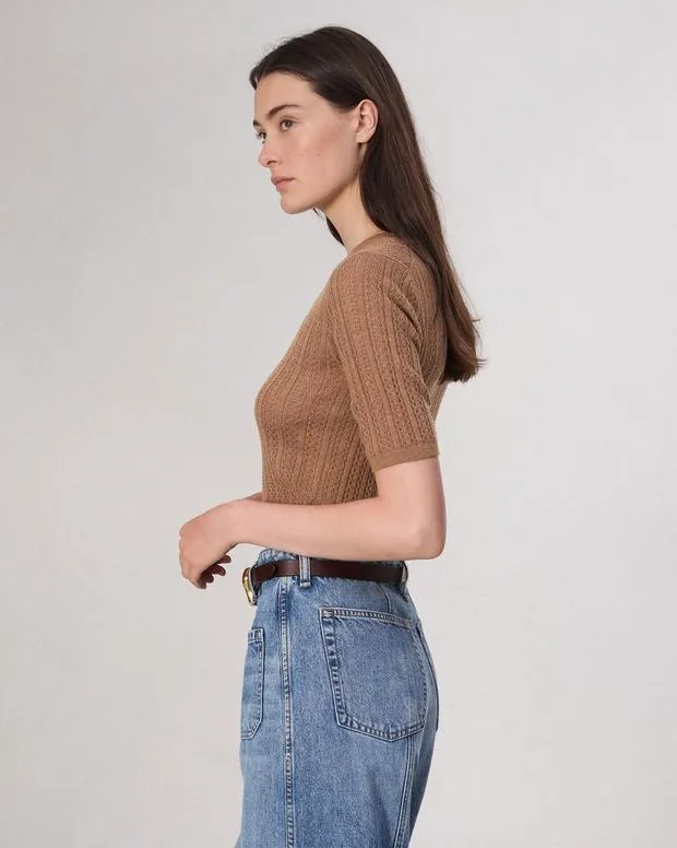 Women Tina Washable Wool Crew BlackCamel Sweaters and Sweatshirts rag and bone