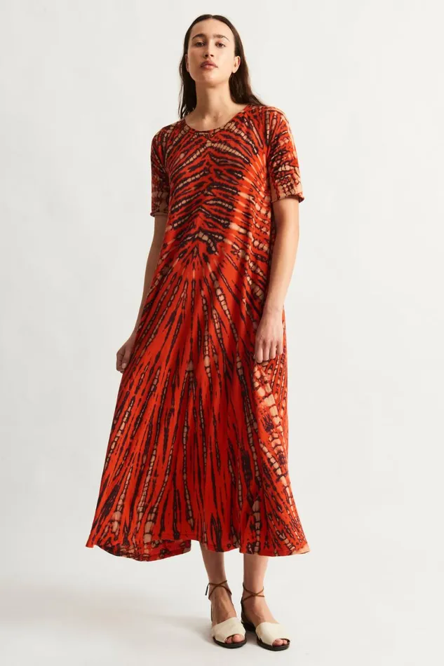 Women Tomato And Navy Bantu Maxi Dress Raquel Allegra Dresses