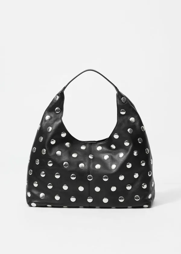 Women Tote Bags and Other Stories Studded Leather Tote Bag Black