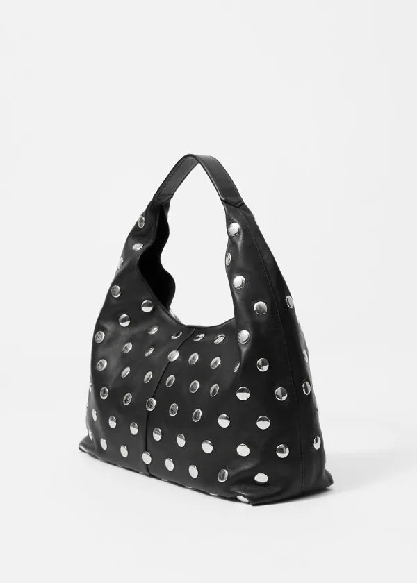 Women Tote Bags and Other Stories Studded Leather Tote Bag Black