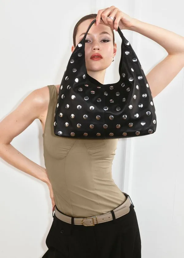 Women Tote Bags and Other Stories Studded Leather Tote Bag Black