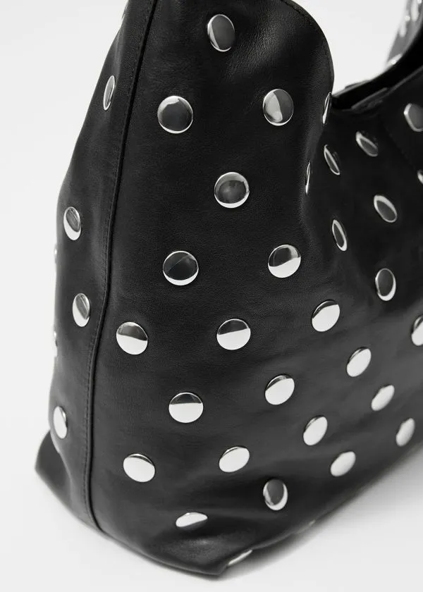 Women Tote Bags and Other Stories Studded Leather Tote Bag Black
