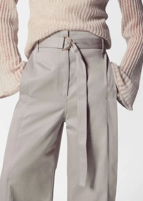 Women Trousers and Other Stories Belted WideLeg Trousers Beige