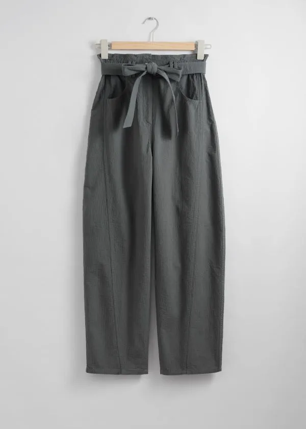 Women Trousers and Other Stories Paperbag Waist Trousers Grey