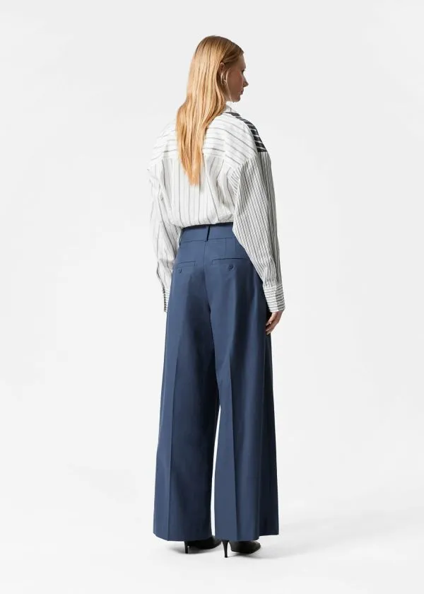 Women Trousers and Other Stories Pleated Wool Trousers Dark Blue