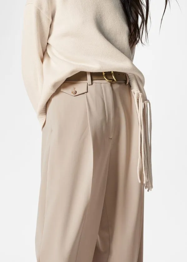 Women Trousers and Other Stories StraightLeg PressCrease Trousers Beige