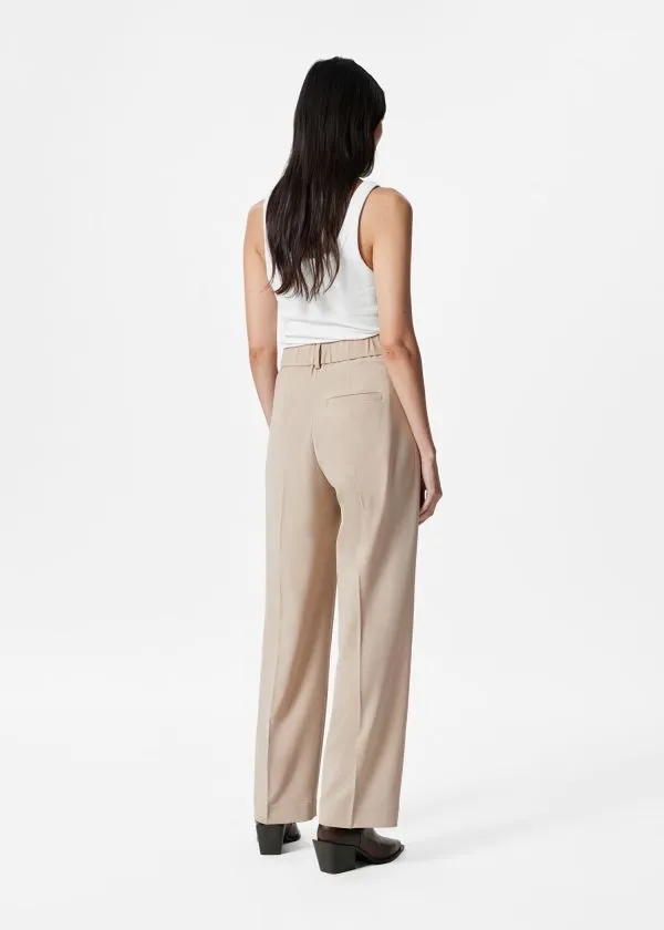 Women Trousers and Other Stories StraightLeg PressCrease Trousers Beige