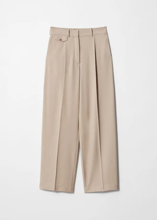 Women Trousers and Other Stories StraightLeg PressCrease Trousers Beige