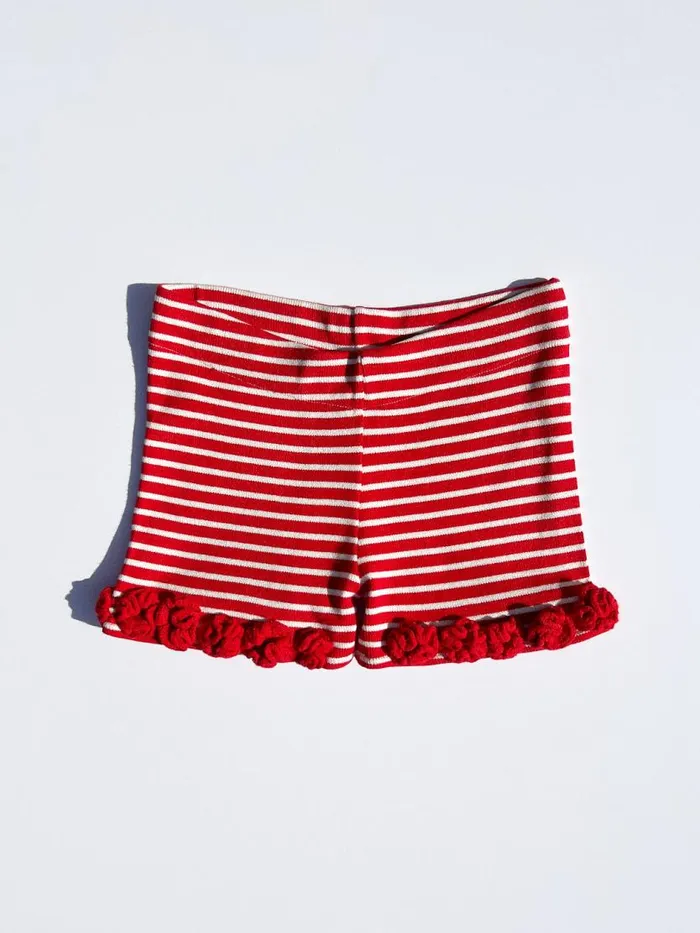 Women Turkana Knit Short Red White Lisa Says Gah Shorts