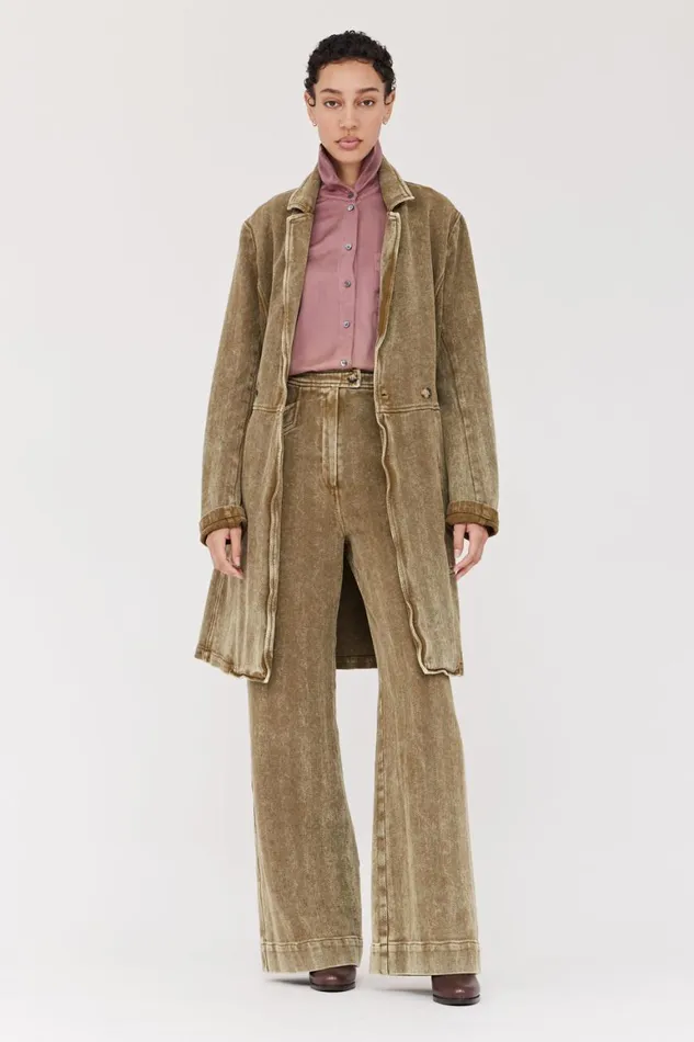 Women Twill Gold Green Orchid Coat Raquel Allegra Jackets