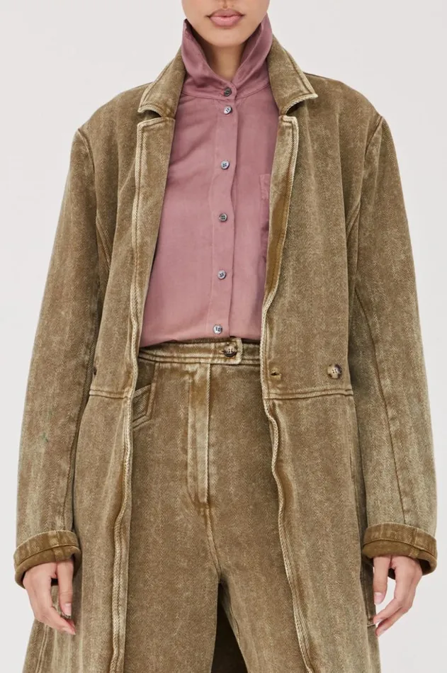 Women Twill Gold Green Orchid Coat Raquel Allegra Jackets