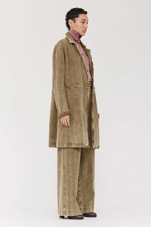Women Twill Gold Green Orchid Coat Raquel Allegra Jackets