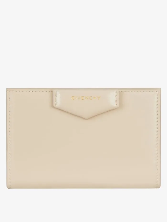 Women Wallets and Card Holders Givenchy Antigona Bifold Wallet In Box Leather Natural Beige