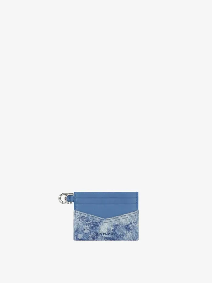Women Wallets and Card Holders Givenchy Voyou Card Holder In Washed Embroidered Denim Medium Blue Women Wallets and Card Holders Givenchy Voyou Card Holder In Washed Embroidered Denim Medium Blue